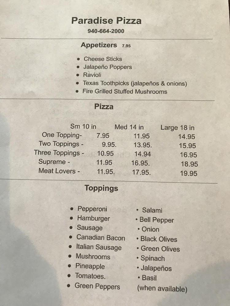 Paradise Pizza Menu image 3